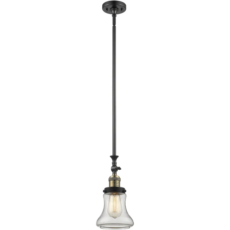 Franklin Restoration Bellmont 1 Light 6.5 inch Black Antique Brass Mini Pendant Ceiling Light in Incandescent, Clear, Franklin Restoration