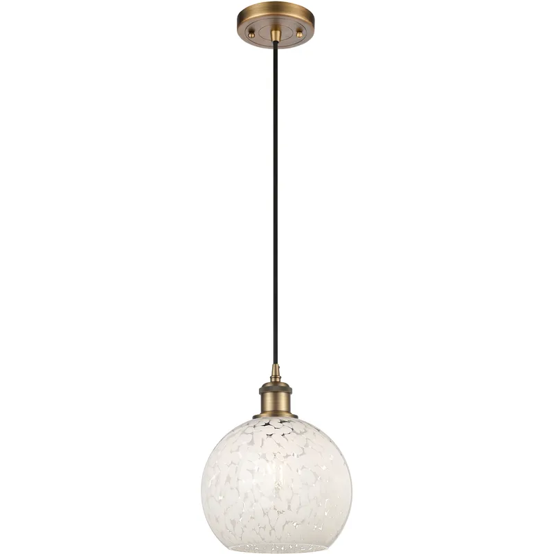 Ballston White Mouchette 1 Light 8 inch Brushed Brass Cord Hung Mini Pendant Ceiling Light