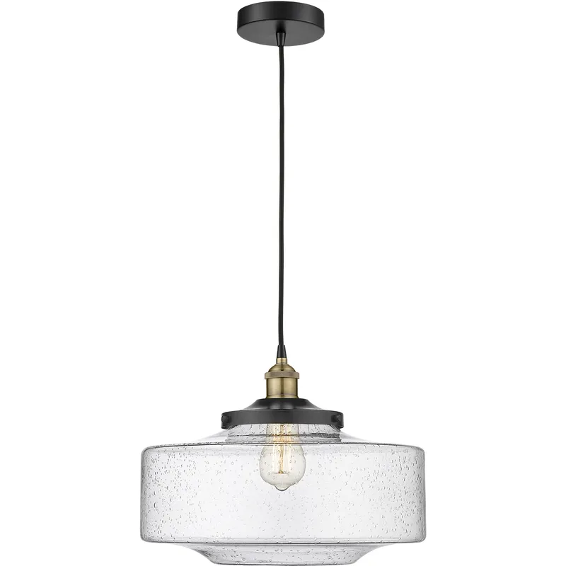 Bridgeton 1 Light 16 inch Black Antique Brass Mini Pendant Ceiling Light in Seedy Glass