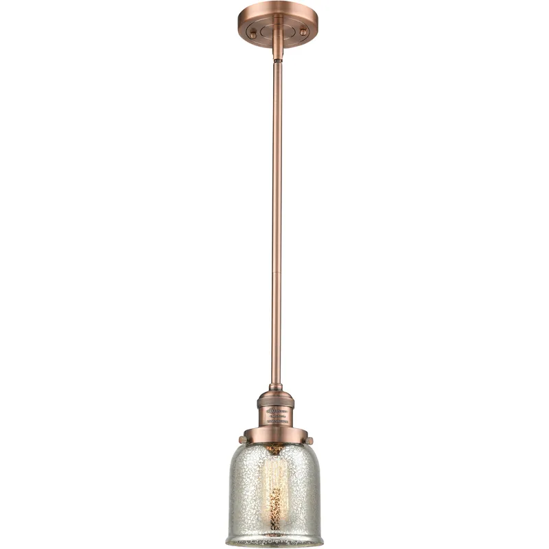 Franklin Restoration Bell LED 5 inch Antique Copper Mini Pendant Ceiling Light in Silver Plated Mercury, Franklin Restoration