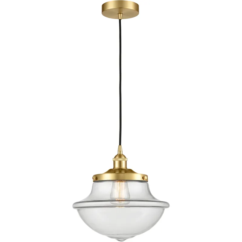Oxford 1 Light 11.75 inch Satin Gold Mini Pendant Ceiling Light in Clear Glass