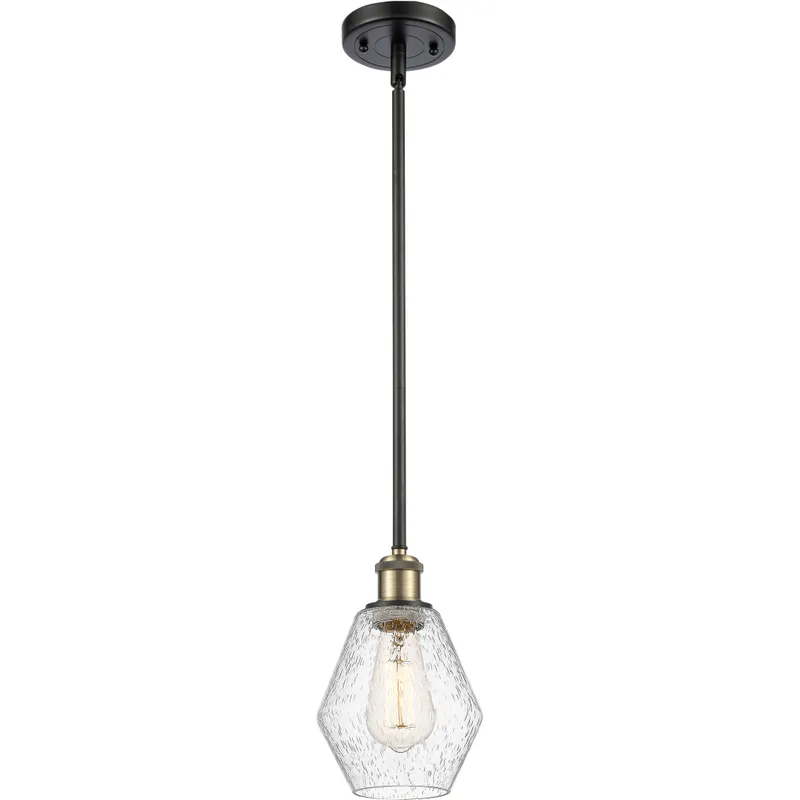 Ballston Cindyrella LED 6 inch Black Antique Brass Mini Pendant Ceiling Light in Seedy Glass