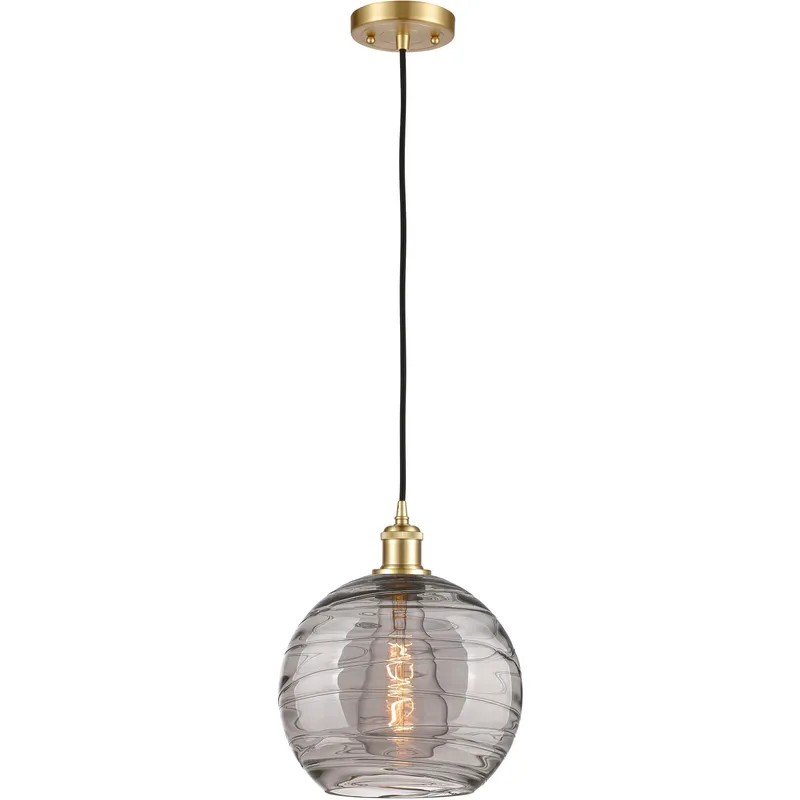 Ballston Athens Deco Swirl 1 Light 10 inch Satin Gold Cord Hung Mini Pendant Ceiling Light