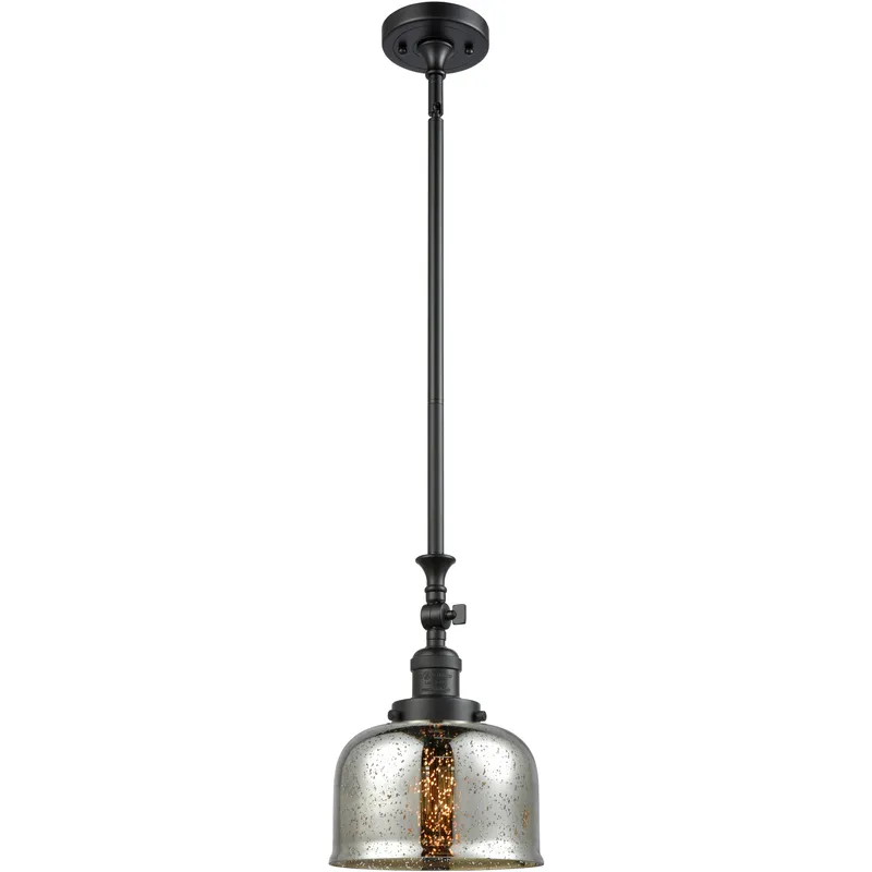 Franklin Restoration Bell 1 Light 8 inch Matte Black Mini Pendant Ceiling Light in Incandescent, Silver Plated Mercury, Franklin Restoration