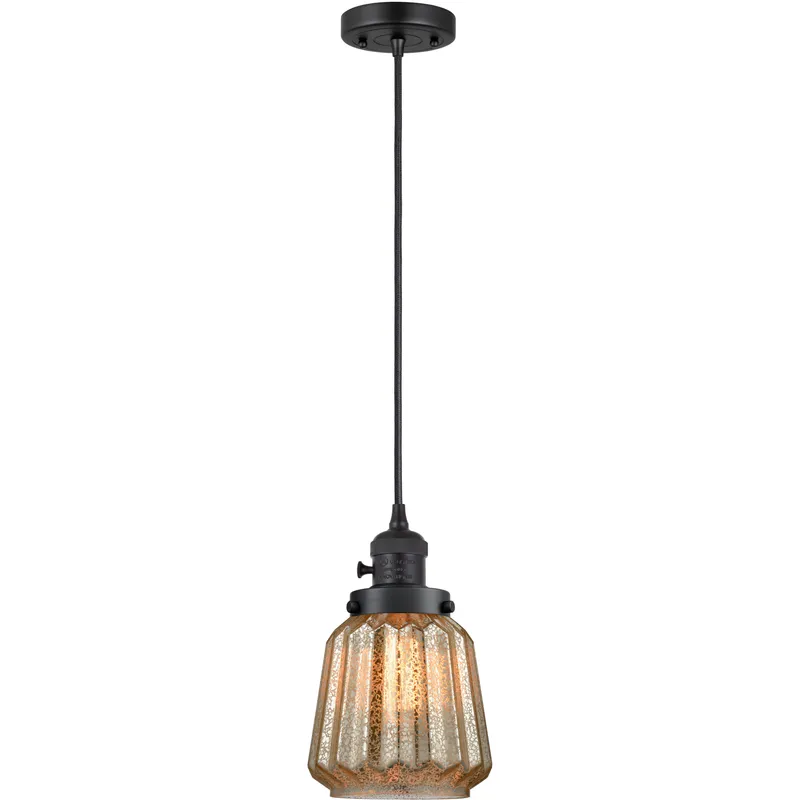 Franklin Restoration Chatham 1 Light 6 inch Matte Black Mini Pendant Ceiling Light in Incandescent, Mercury