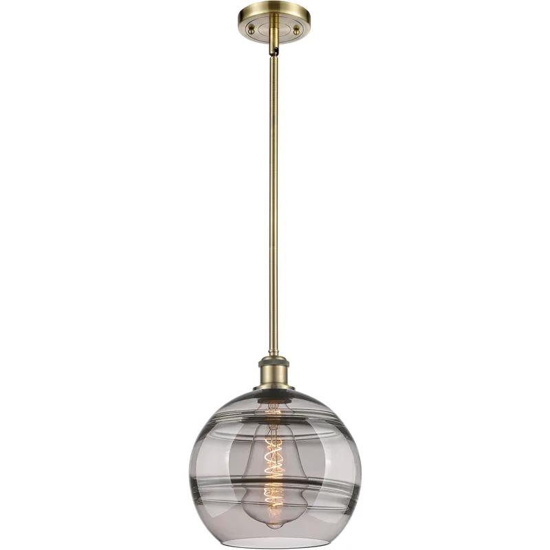 Ballston Rochester 1 Light 10 inch Antique Brass Stem Hung Mini Pendant Ceiling Light