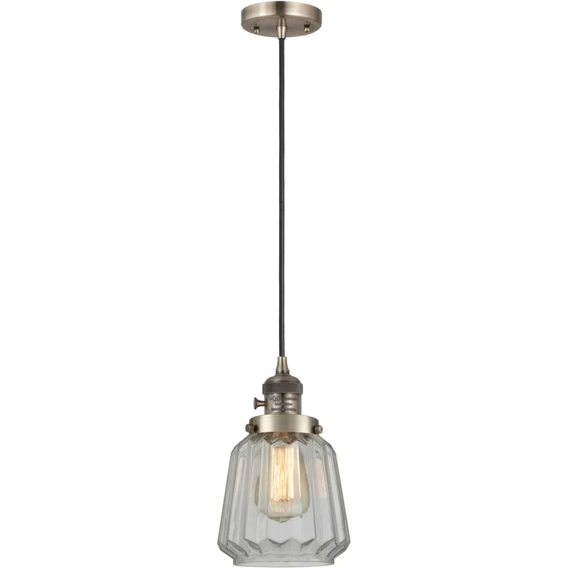 Franklin Restoration Chatham 1 Light 6 inch Antique Brass Mini Pendant Ceiling Light in Incandescent, Clear