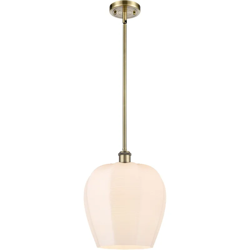 Ballston Norfolk 1 Light 12 inch Antique Brass Mini Pendant Ceiling Light in Matte White Glass