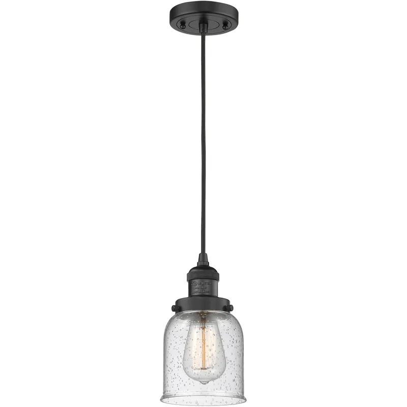 Franklin Restoration Bell LED 5 inch Matte Black Mini Pendant Ceiling Light in Seedy, Franklin Restoration