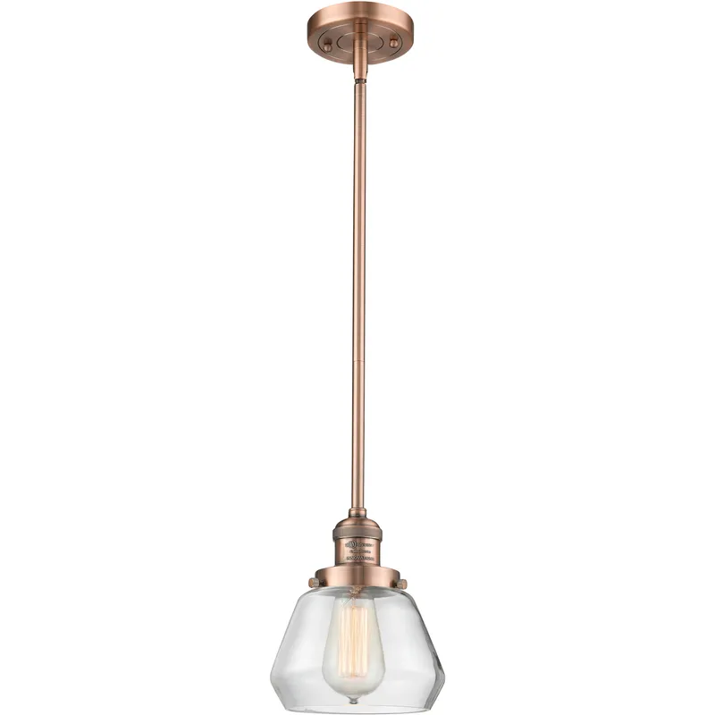 Franklin Restoration Fulton 1 Light 7 inch Antique Copper Mini Pendant Ceiling Light in Incandescent, Clear, Franklin Restoration