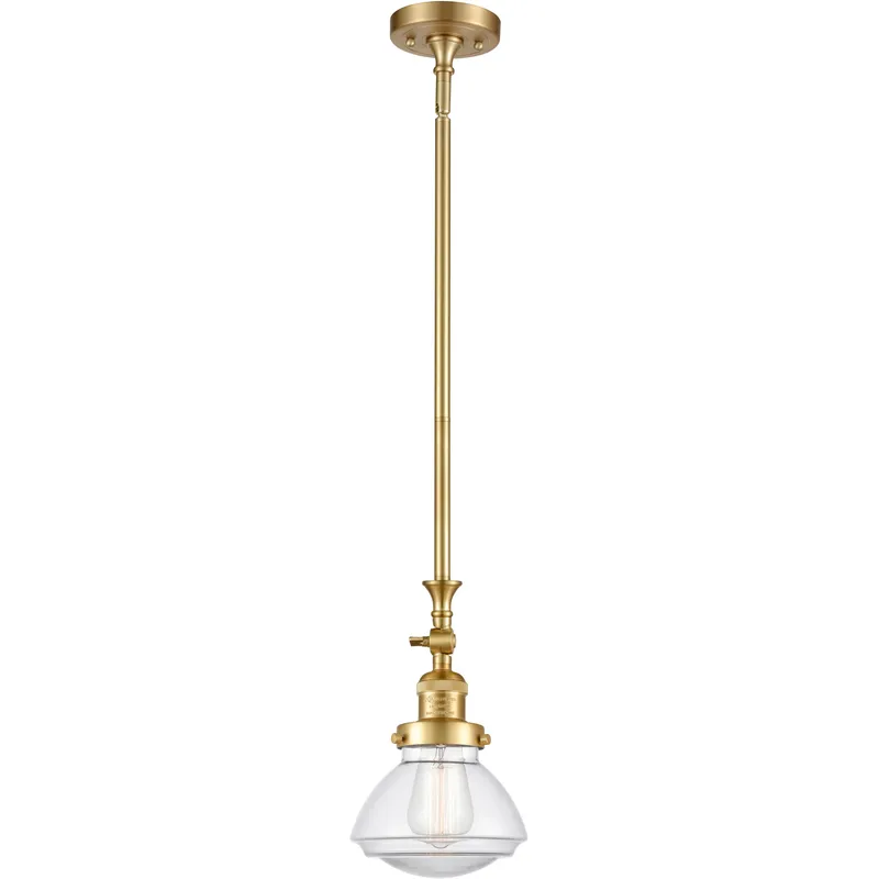 Franklin Restoration Olean 1 Light 6.75 inch Satin Gold Mini Pendant Ceiling Light in Incandescent, Clear, Franklin Restoration