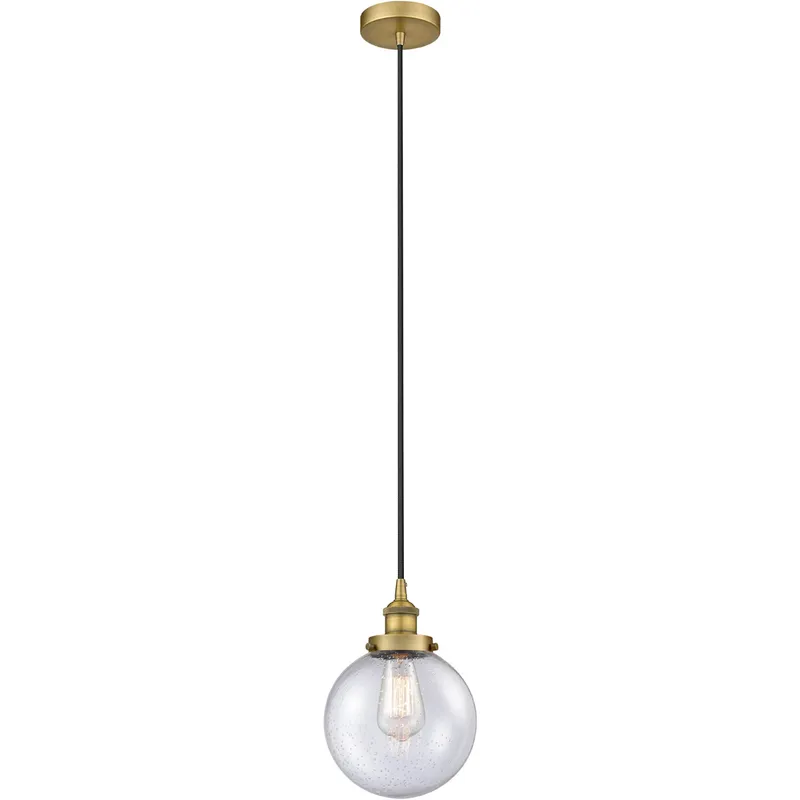 Edison Beacon LED 8 inch Brushed Brass Mini Pendant Ceiling Light