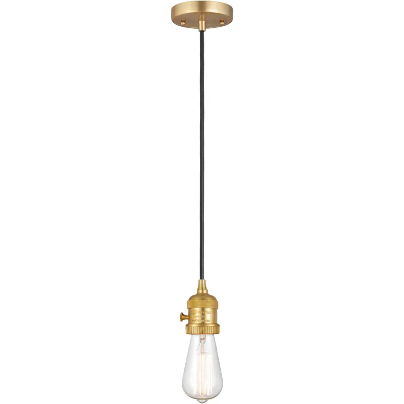 Franklin Restoration Bare Bulb 1 Light 2 inch Satin Gold Mini Pendant Ceiling Light in Incandescent