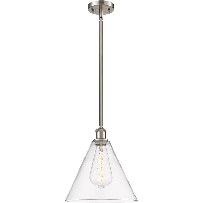 Ballston Cone 1 Light 12 inch Brushed Satin Nickel Mini Pendant Ceiling Light in Clear Glass