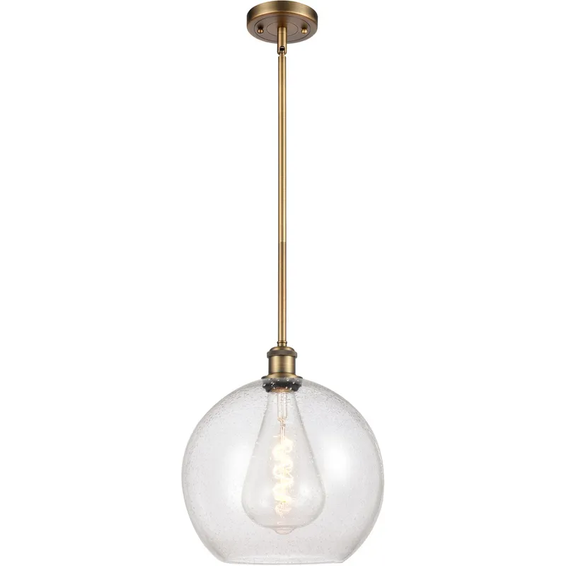 Ballston Athens 1 Light 12 inch Brushed Brass Mini Pendant Ceiling Light in Seedy Glass