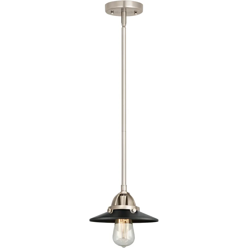 Nouveau 2 Railroad LED 8 inch Brushed Satin Nickel Mini Pendant Ceiling Light in Matte Black