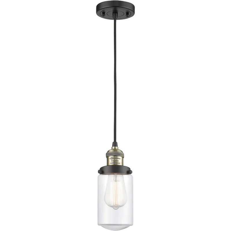 Franklin Restoration Dover LED 5 inch Black Antique Brass Mini Pendant Ceiling Light in Clear Glass, Franklin Restoration