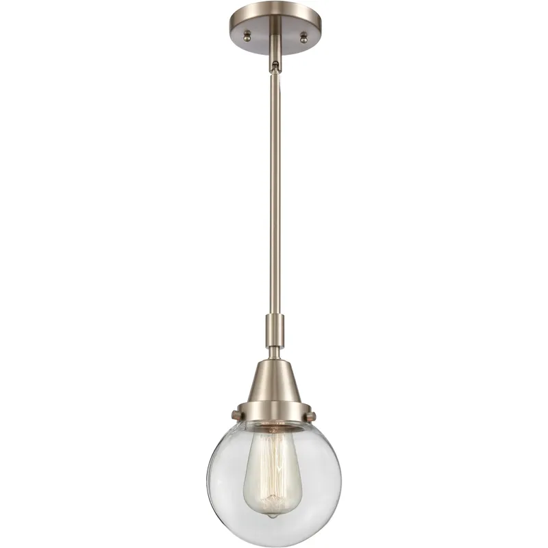 Beacon 1 Light 6 inch Brushed Satin Nickel Mini Pendant Ceiling Light in Clear Glass