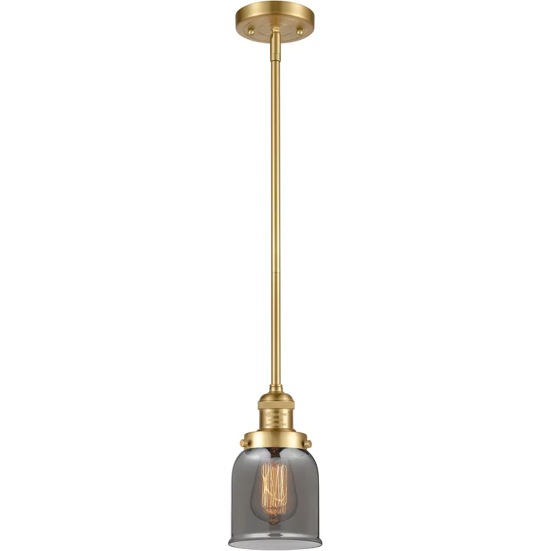 Franklin Restoration Bell 1 Light 5 inch Satin Gold Mini Pendant Ceiling Light in Bulb Not Included, Light Smoke Glass, Franklin Restoration