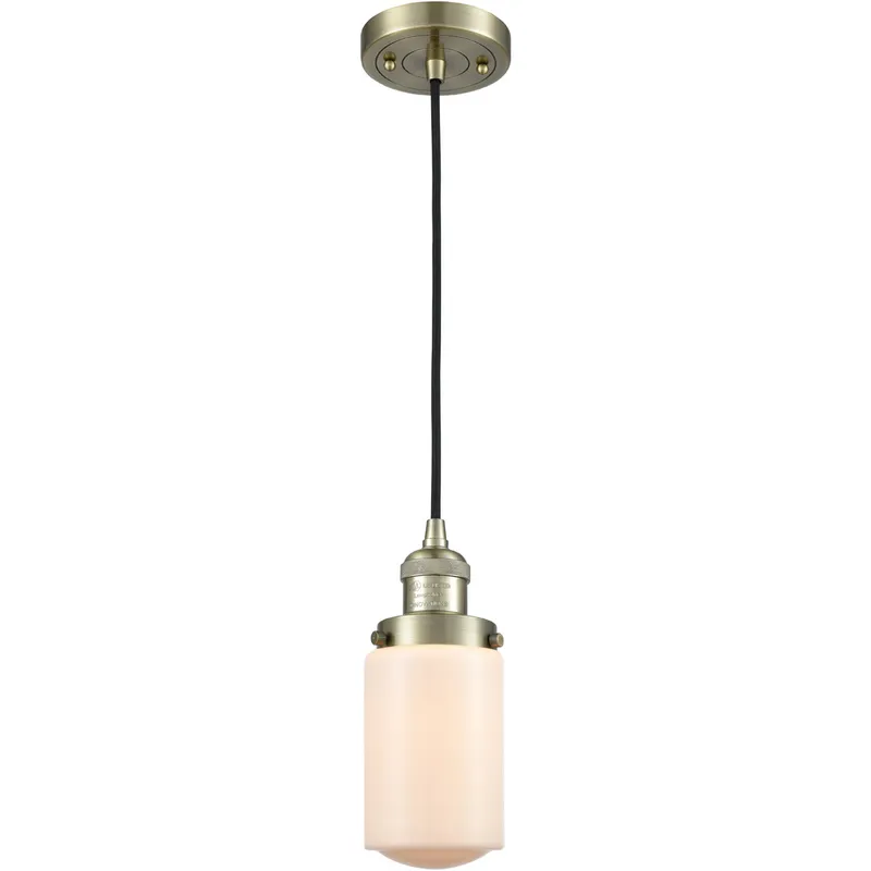 Franklin Restoration Dover LED 5 inch Antique Brass Mini Pendant Ceiling Light in Matte White Glass, Franklin Restoration