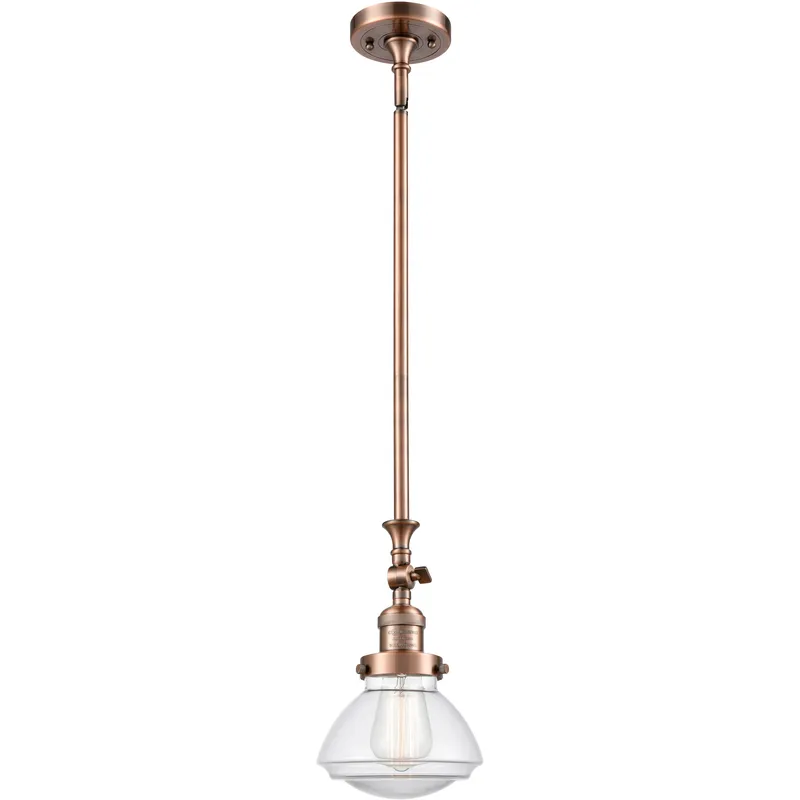 Franklin Restoration Olean LED 6.75 inch Antique Copper Mini Pendant Ceiling Light in Clear, Franklin Restoration