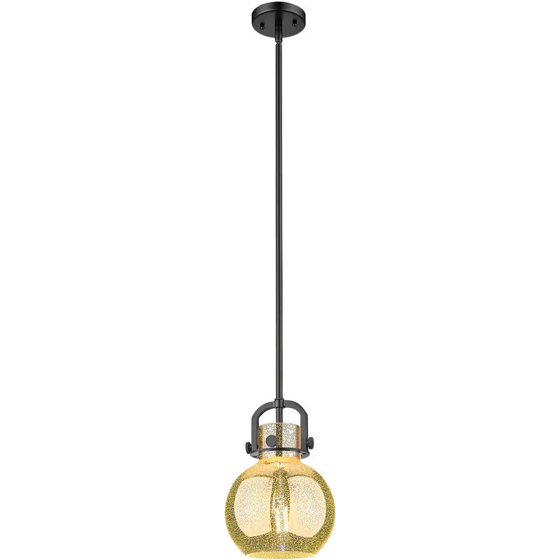 Newton Sphere 1 Light 8 inch Matte Black Mini Pendant Ceiling Light in Mercury Glass