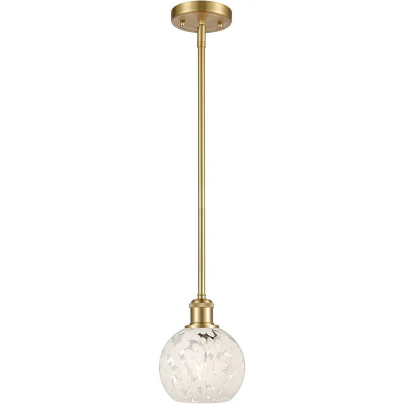 Ballston White Mouchette 1 Light 6 inch Satin Gold Stem Hung Mini Pendant Ceiling Light