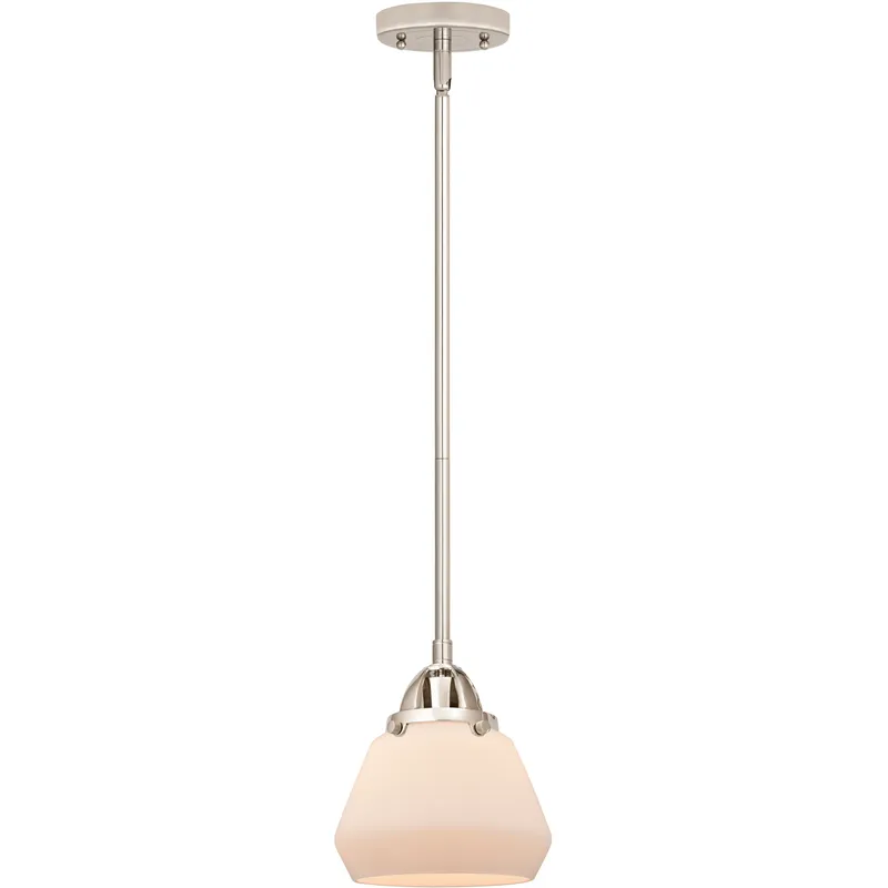 Nouveau 2 Fulton 1 Light 6.75 inch Polished Nickel Mini Pendant Ceiling Light in Incandescent, Matte White