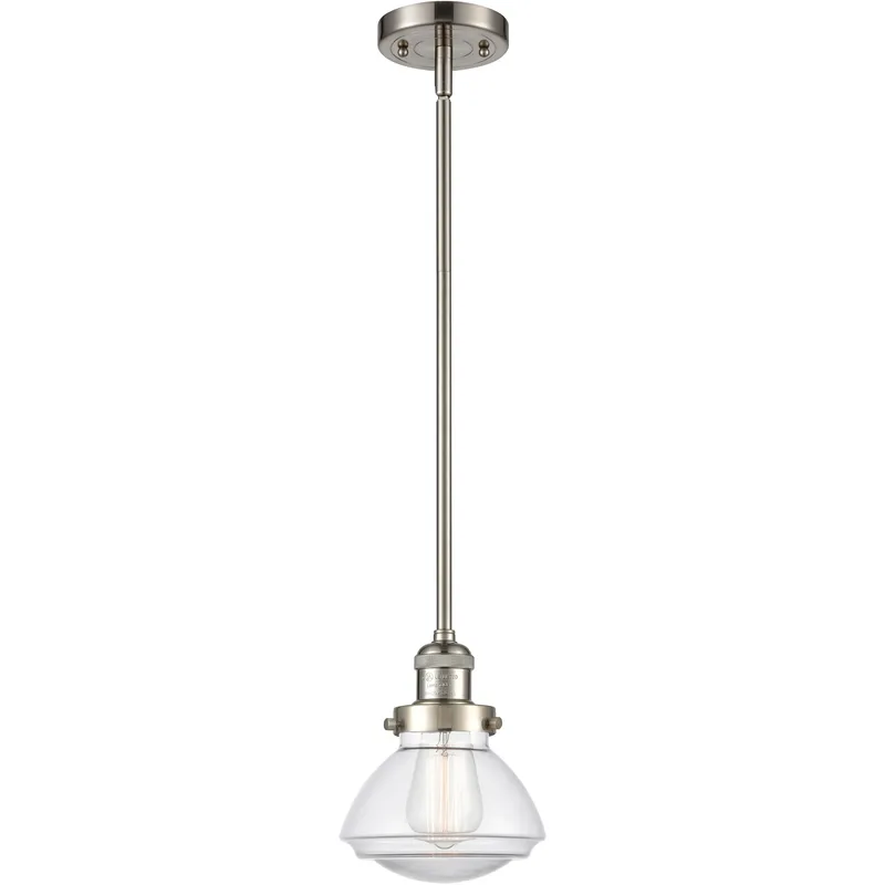 Franklin Restoration Olean 1 Light 6.75 inch Brushed Satin Nickel Mini Pendant Ceiling Light in Incandescent, Clear, Franklin Restoration