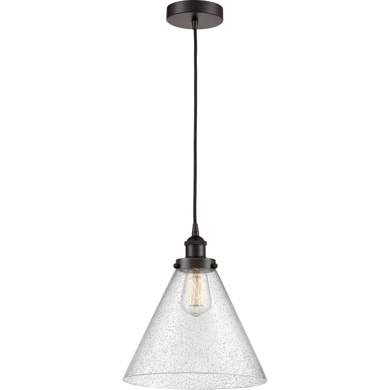 Edison Cone 1 Light 12 inch Oil Rubbed Bronze Mini Pendant Ceiling Light