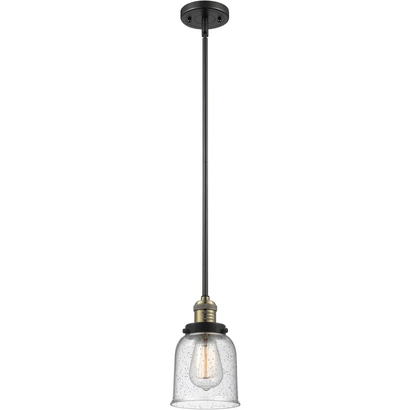 Franklin Restoration Bell 1 Light 5 inch Black Antique Brass Mini Pendant Ceiling Light in Incandescent, Seedy, Franklin Restoration