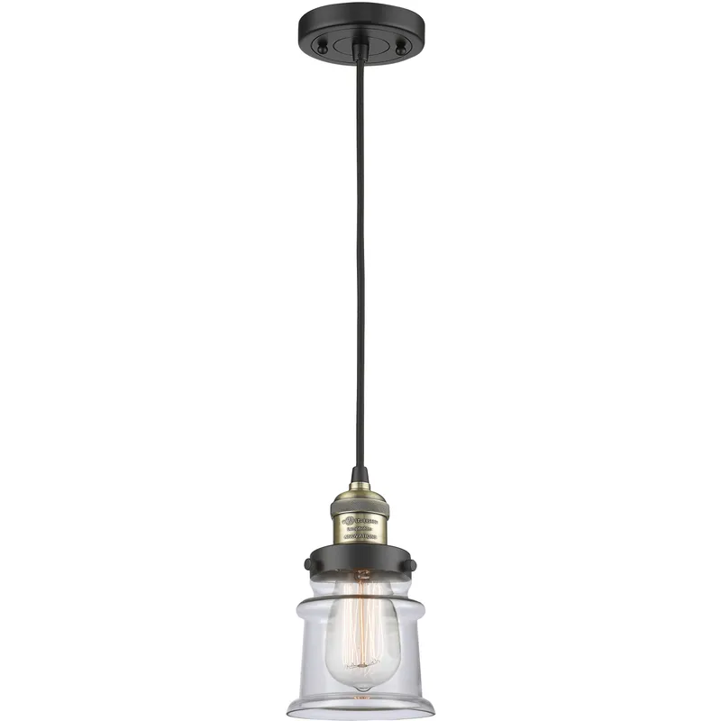 Franklin Restoration Canton LED 6 inch Black Antique Brass Mini Pendant Ceiling Light in Clear, Franklin Restoration