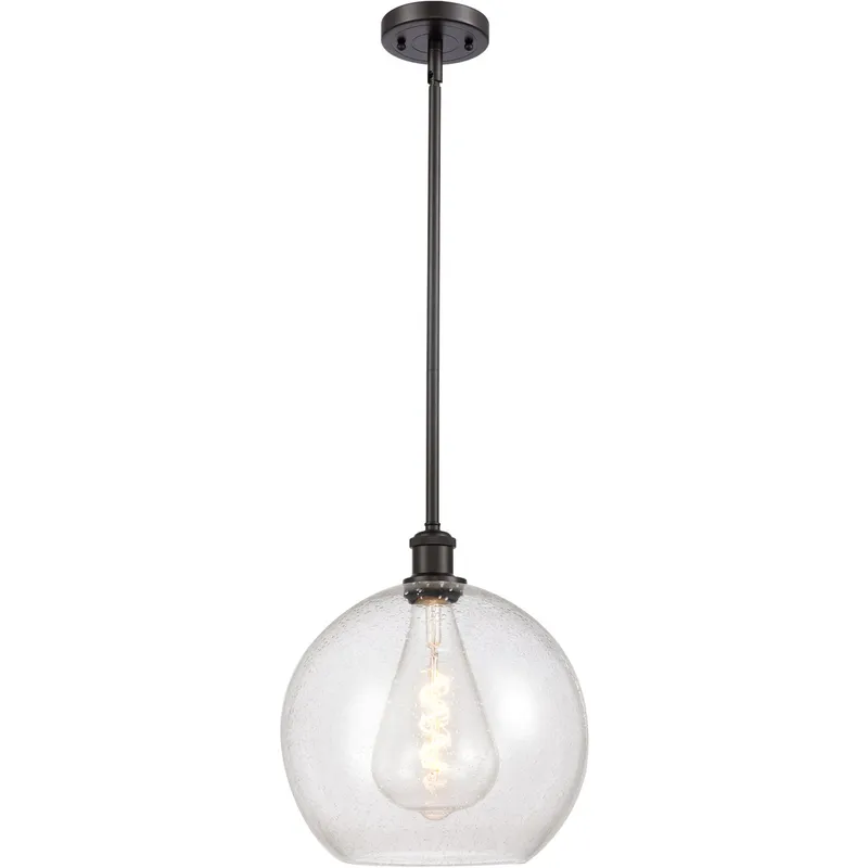 Ballston Athens 1 Light 12 inch Oil Rubbed Bronze Mini Pendant Ceiling Light in Seedy Glass