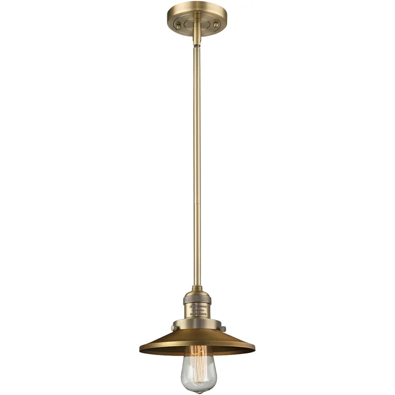 Franklin Restoration Railroad 1 Light 8 inch Brushed Brass Mini Pendant Ceiling Light in Incandescent, Franklin Restoration