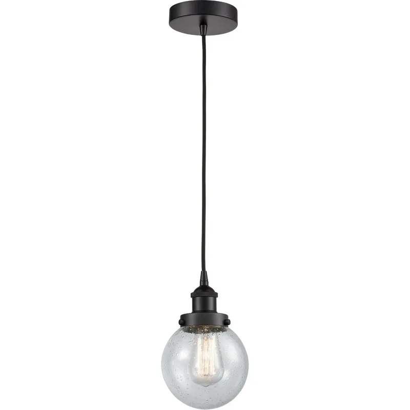 Edison Beacon LED 6 inch Matte Black Mini Pendant Ceiling Light