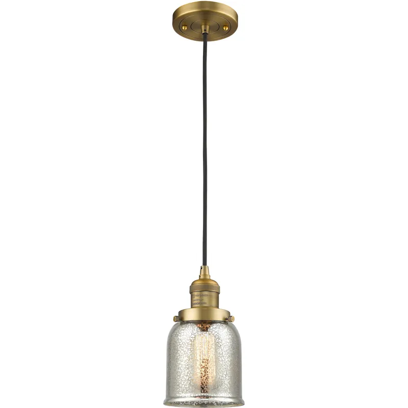Franklin Restoration Bell LED 5 inch Brushed Brass Mini Pendant Ceiling Light in Silver Plated Mercury, Franklin Restoration