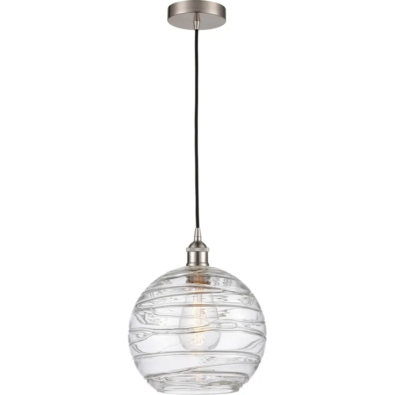 Edison Athens Deco Swirl LED 10 inch Brushed Satin Nickel Mini Pendant Ceiling Light