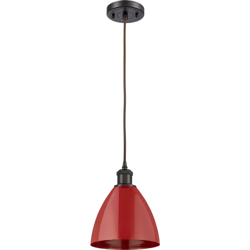Ballston Plymouth Dome 1 Light 8 inch Oil Rubbed Bronze Mini Pendant Ceiling Light in Matte Red