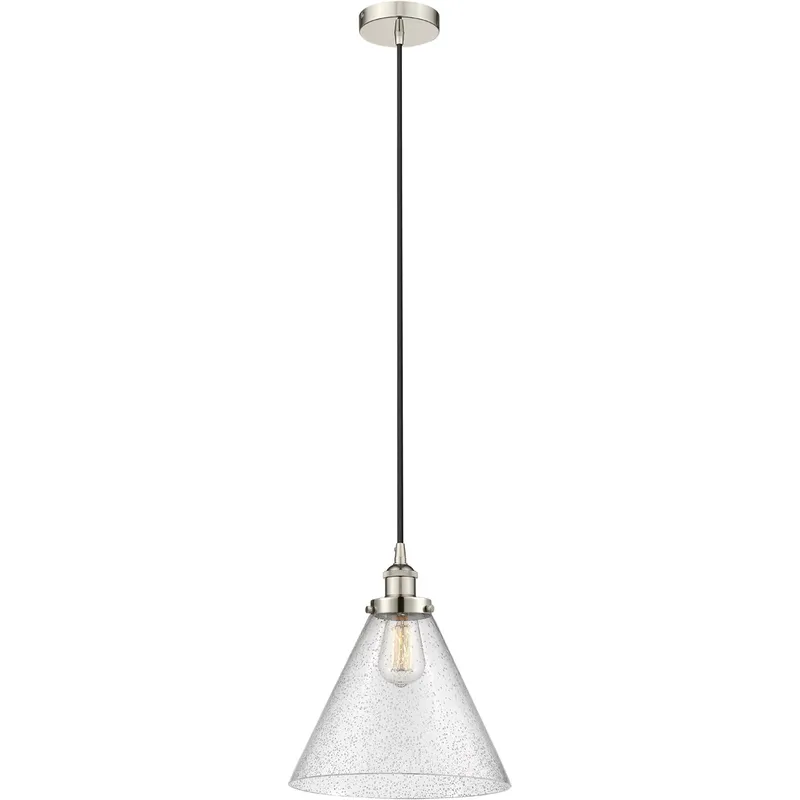 Edison Cone 1 Light 12 inch Polished Nickel Mini Pendant Ceiling Light