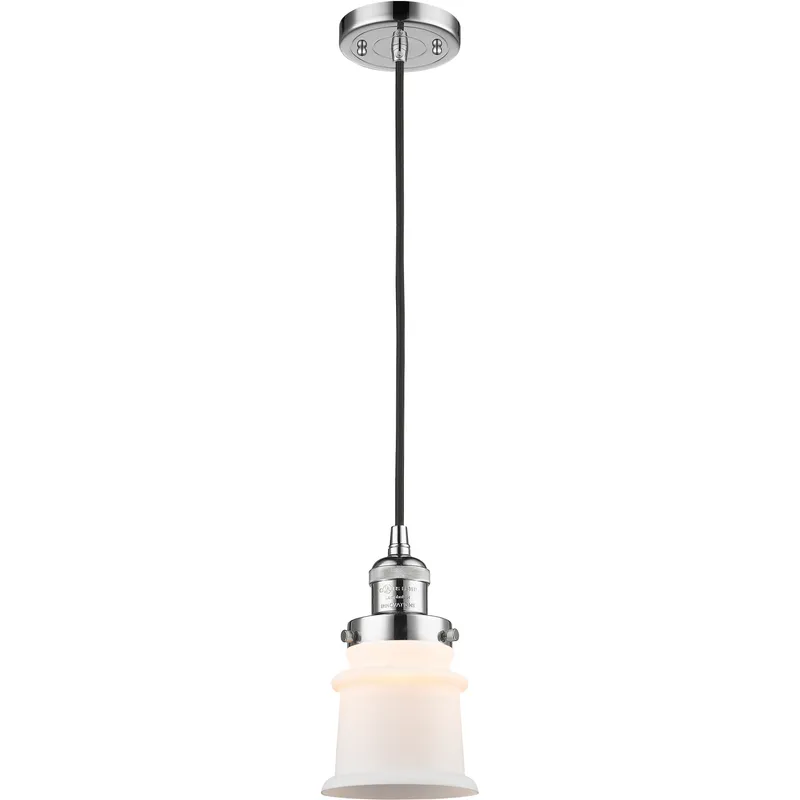 Franklin Restoration Canton LED 6 inch Polished Chrome Mini Pendant Ceiling Light in Matte White, Franklin Restoration