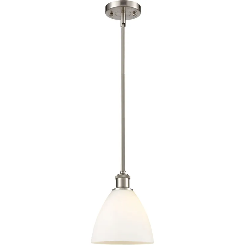 Ballston Dome LED 7.5 inch Brushed Satin Nickel Mini Pendant Ceiling Light in Matte White Glass