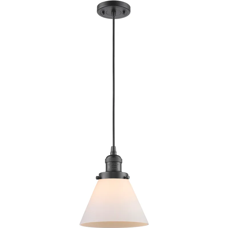 Franklin Restoration Cone 1 Light 8 inch Oil Rubbed Bronze Mini Pendant Ceiling Light in Incandescent, Matte White, Franklin Restoration