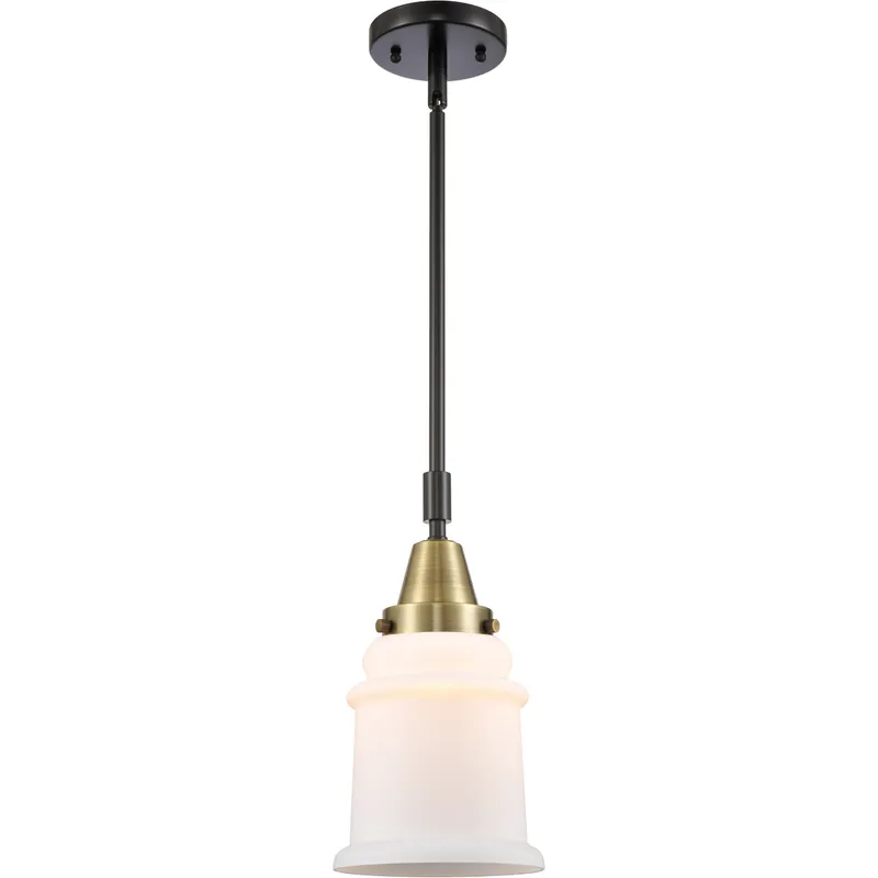 Franklin Restoration Canton LED 6.5 inch Black Antique Brass Mini Pendant Ceiling Light in Matte White Glass