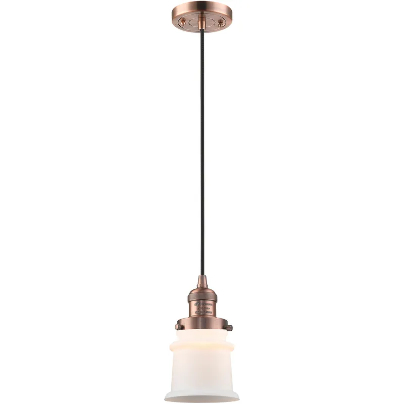 Franklin Restoration Canton 1 Light 6 inch Antique Copper Mini Pendant Ceiling Light in Incandescent, Matte White, Franklin Restoration