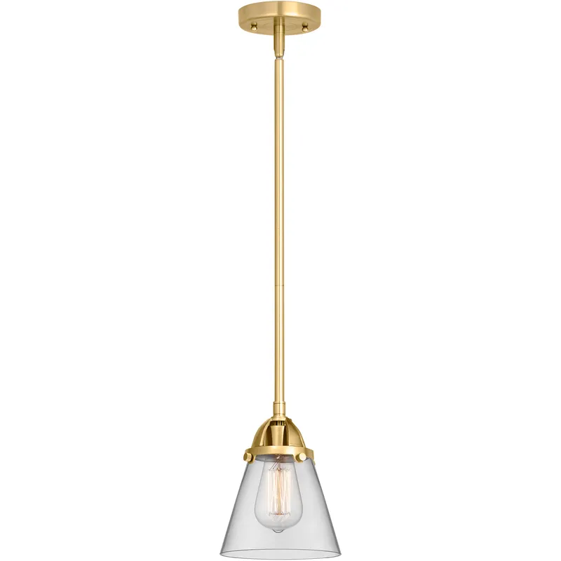 Nouveau 2 Cone LED 6.25 inch Satin Gold Mini Pendant Ceiling Light in Clear