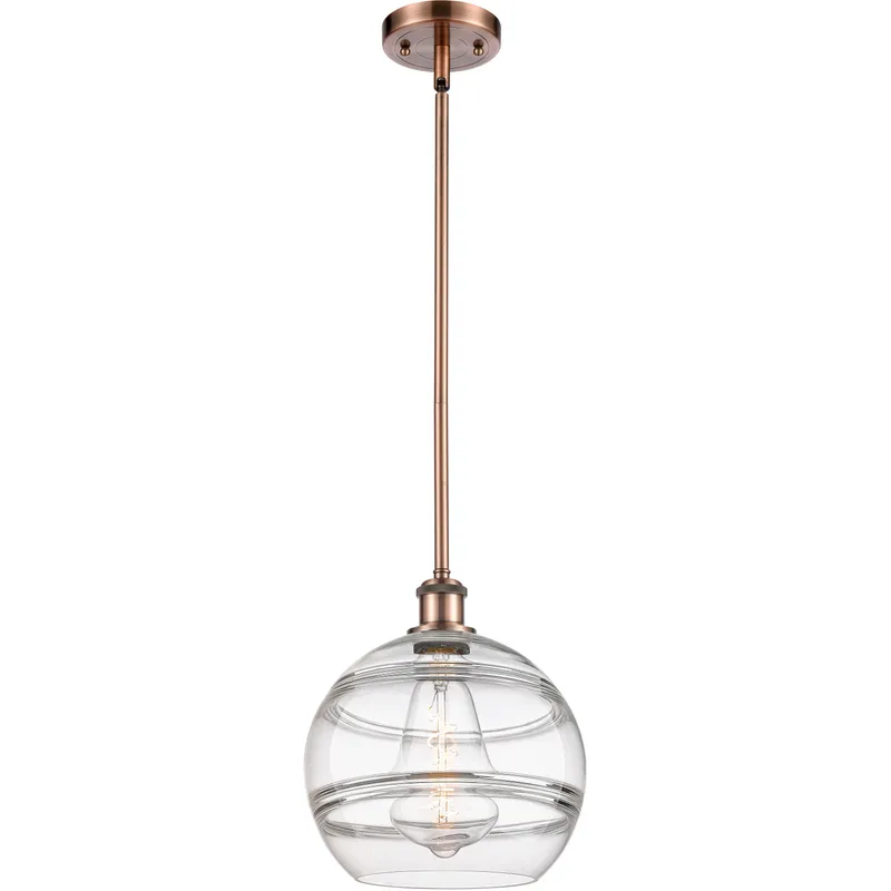 Ballston Rochester 1 Light 10 inch Antique Copper Stem Hung Mini Pendant Ceiling Light