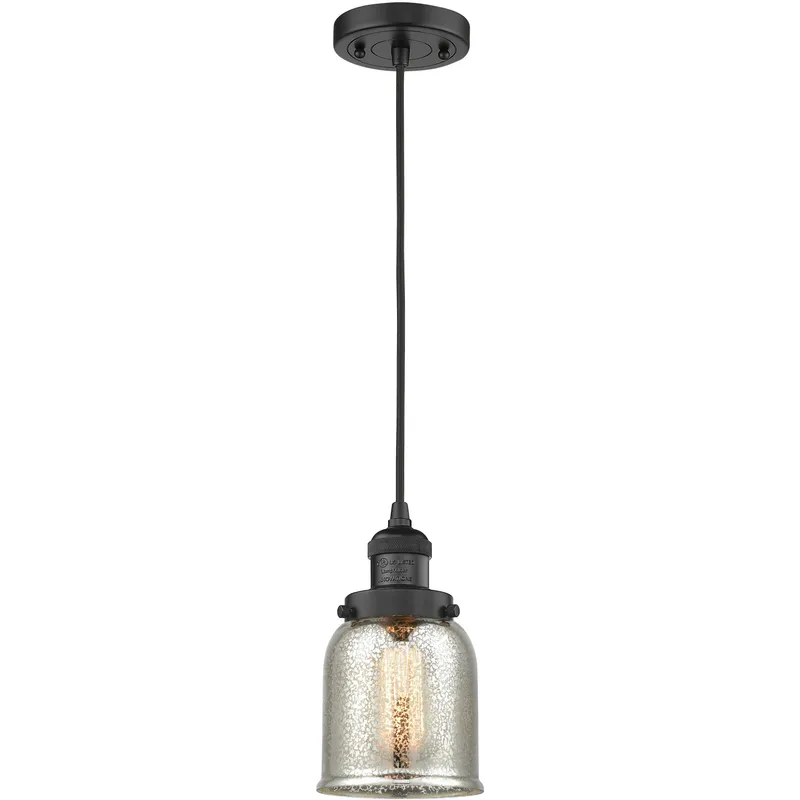 Franklin Restoration Bell 1 Light 5 inch Matte Black Mini Pendant Ceiling Light in Incandescent, Silver Plated Mercury, Franklin Restoration