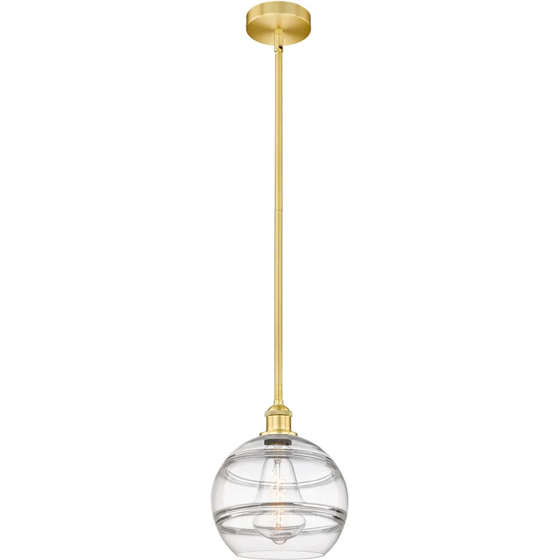 Edison Rochester 1 Light 10 inch Satin Gold Stem Hung Mini Pendant Ceiling Light
