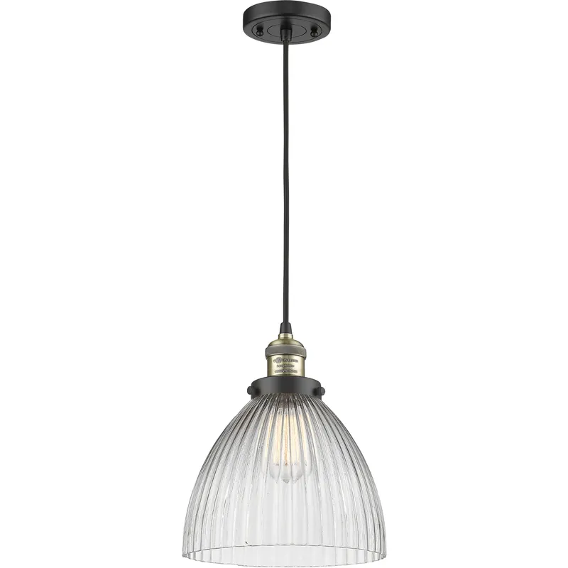 Franklin Restoration Seneca Falls 1 Light 9.5 inch Black Antique Brass Mini Pendant Ceiling Light in Incandescent, Franklin Restoration