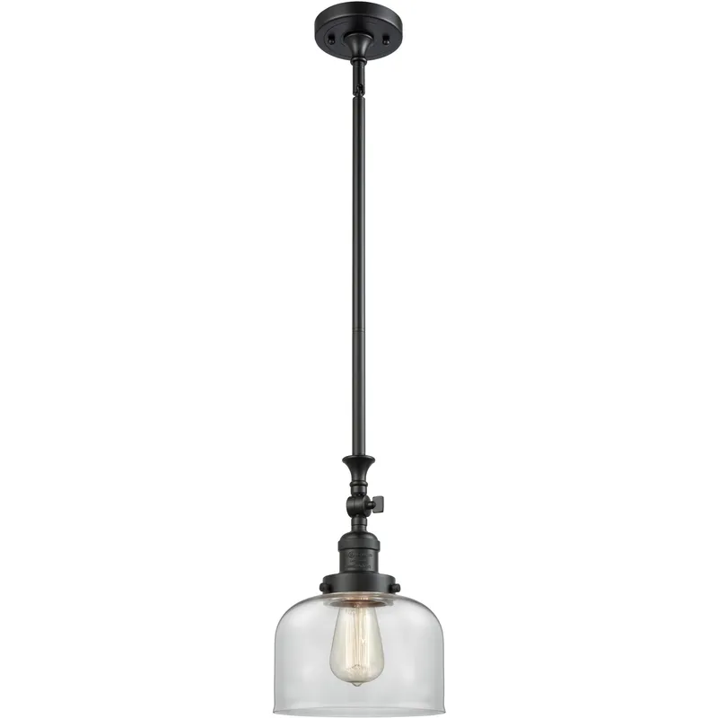 Franklin Restoration Bell 1 Light 8 inch Matte Black Mini Pendant Ceiling Light in Incandescent, Clear, Franklin Restoration